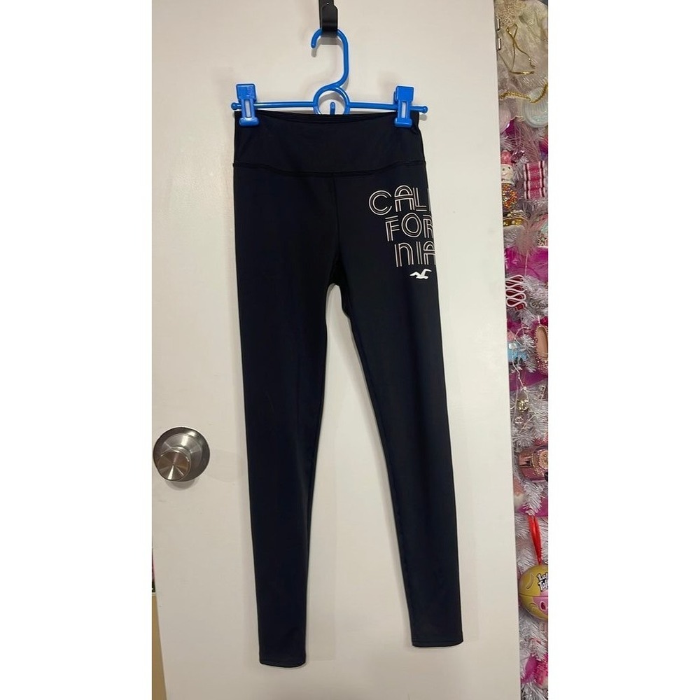 Hollister Leggings Womens XS Black Good California Graphic High Waisted Athletic